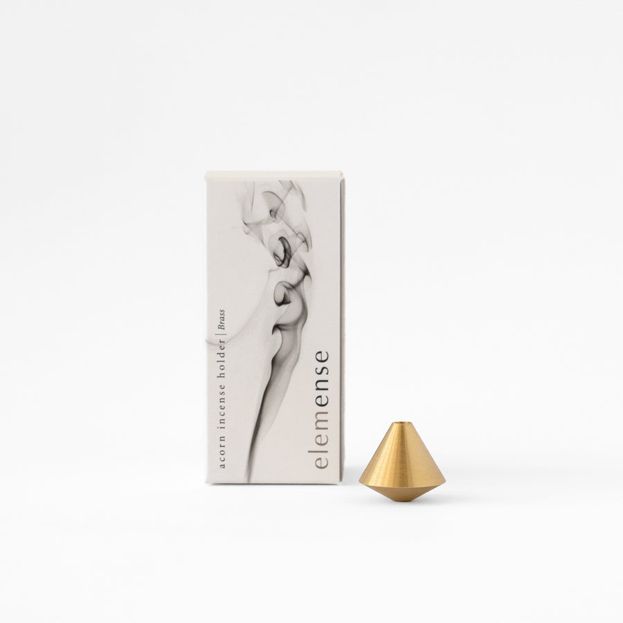Elemense Acorn Brass Incense Holder product image, Japanese incense and home fragrance at SF76