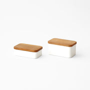 Noda Horo Enamel Butter Case with Wood Lid