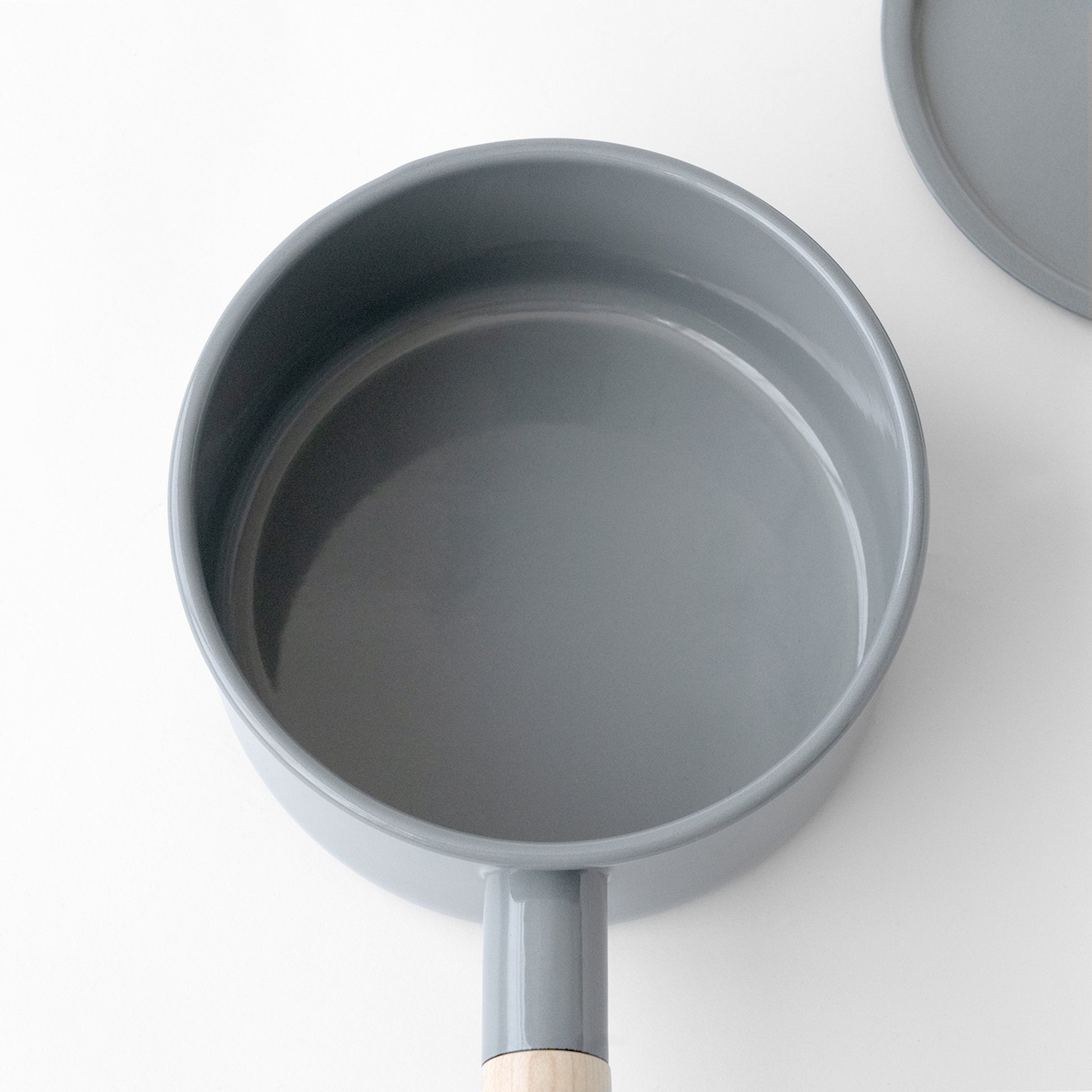 Interior view of Kaico gray enamel saucepan at SF76